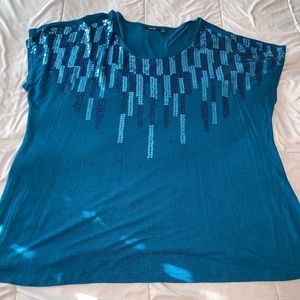 Apt 9 Teal Sequin top